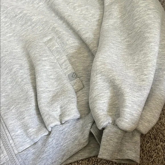 Women's Marshmallow Gray Zip-Up Hoodie - Picture 4 of 5